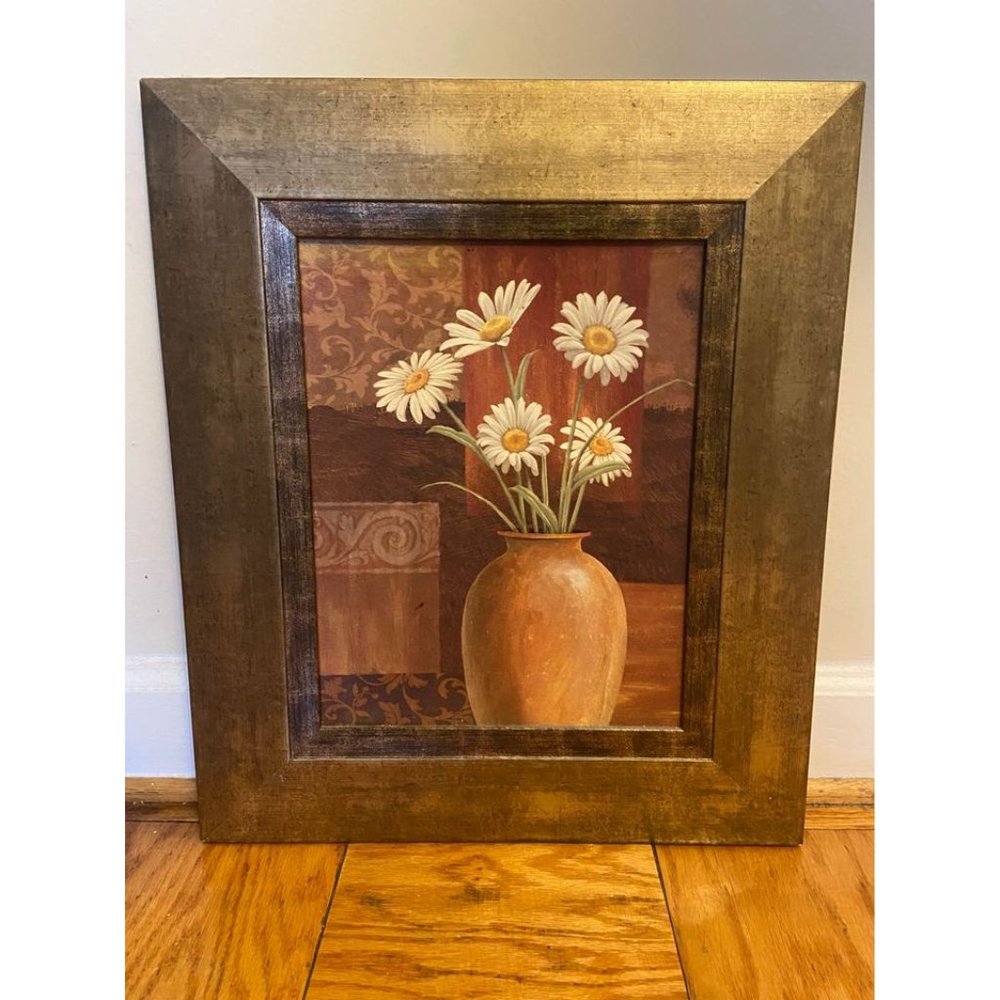 Flower Vase Painting Gold Frame